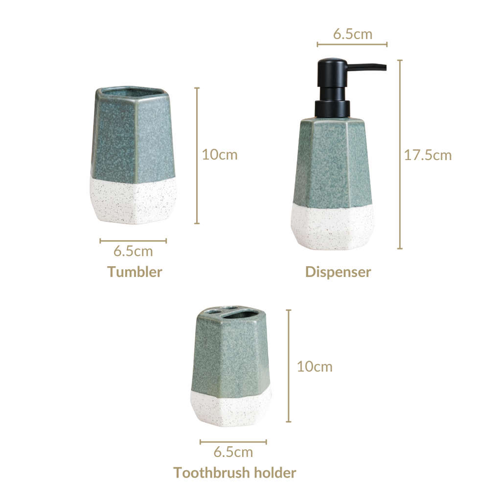 Stoneware Bathroom Accessories Set Of 3 Nestasia