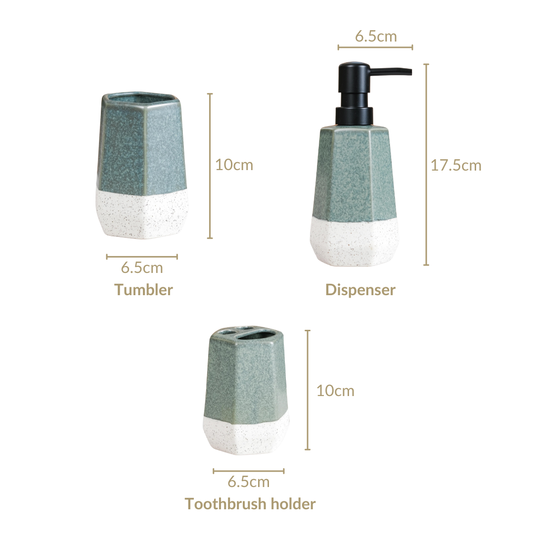 Stoneware Bathroom Accessories Set Of 3 Nestasia