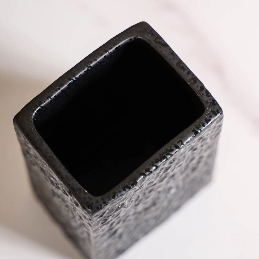 Black Ceramic Bath Set Of 3 Stone Textured Nestasia