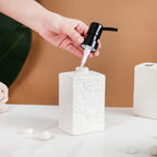 White Stone Bathroom Accessories Set Of 3 Nestasia