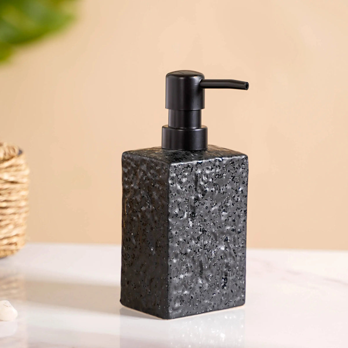 Black Ceramic Bath Set Of 3 Stone Textured Nestasia