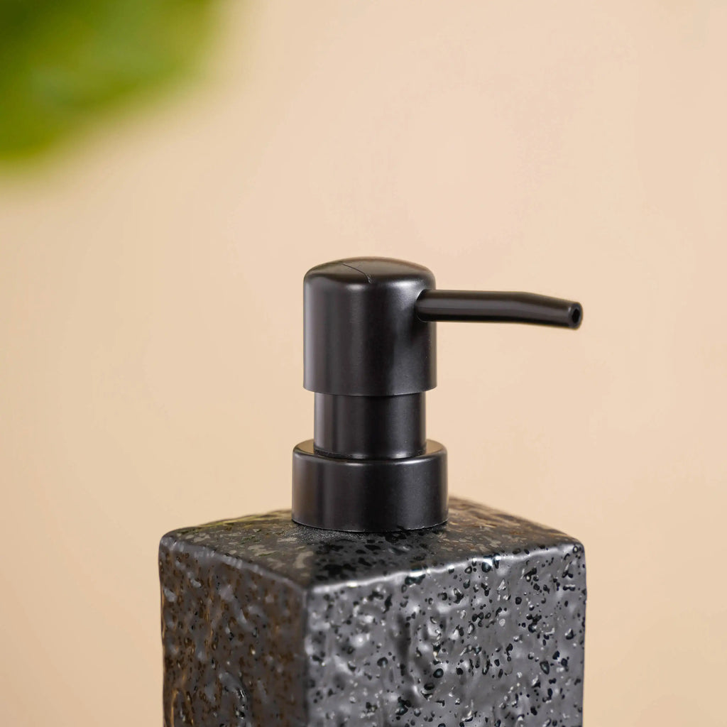 Black Ceramic Bath Set Of 3 Stone Textured Nestasia