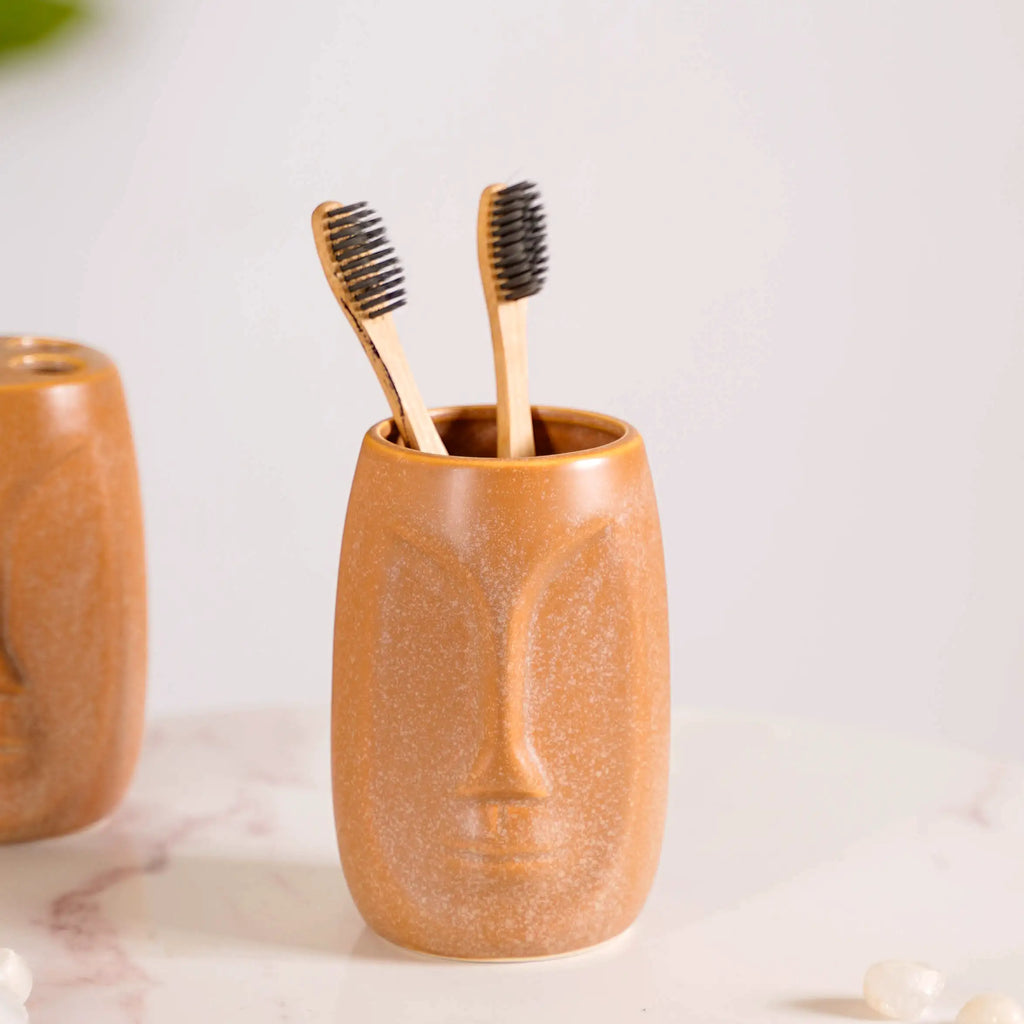 Faces Ceramic Bathroom Accessories Set Of 3 Nestasia