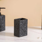 Black Ceramic Bath Set Of 3 Stone Textured Nestasia