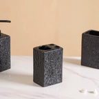 Black Ceramic Bath Set Of 3 Stone Textured Nestasia
