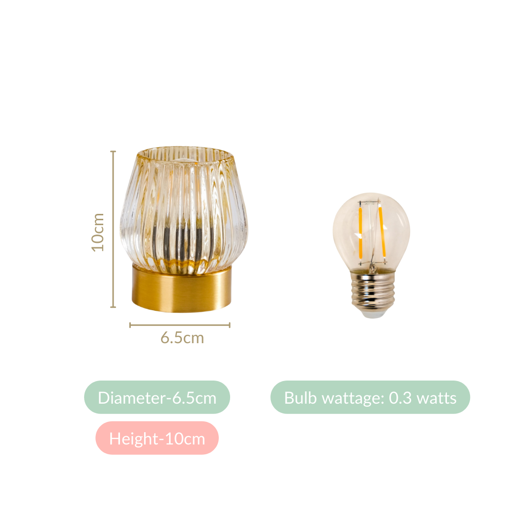 Yellow Tulip Glass Portable Lamp With Edison LED Bulb Nestasia