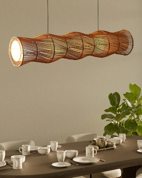 Boho Bamboo Ceiling Light for Dining Room and Home