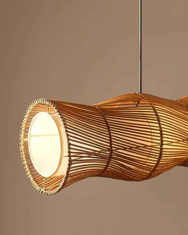 Boho Bamboo Ceiling Light for Dining Room and Home