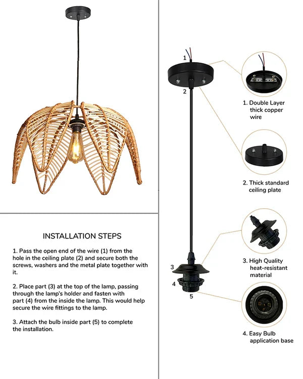 Boho Bamboo Pendant Light for Balcony and Living Room