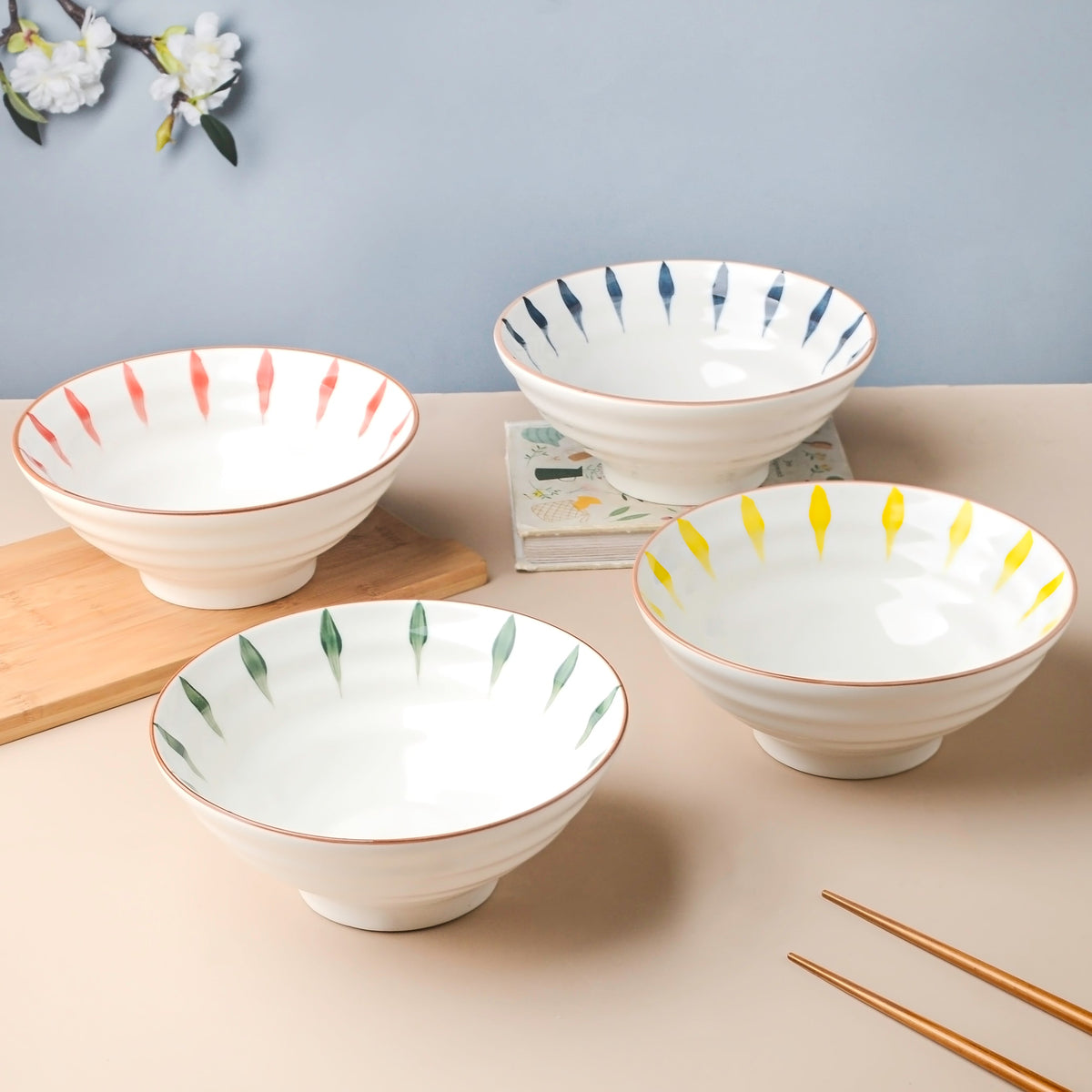 Teardrop Textured Ramen Bowl Red 550 ml Nestasia