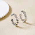 Beaded Chain Link Silver Hoop Earrings Nestasia