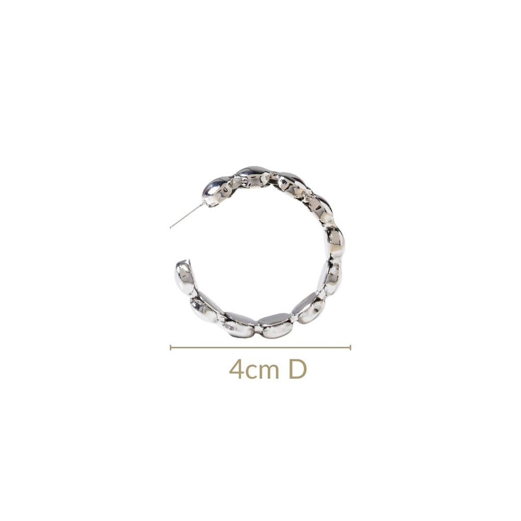 Beaded Chain Link Silver Hoop Earrings Nestasia