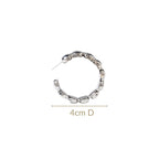 Beaded Chain Link Silver Hoop Earrings Nestasia