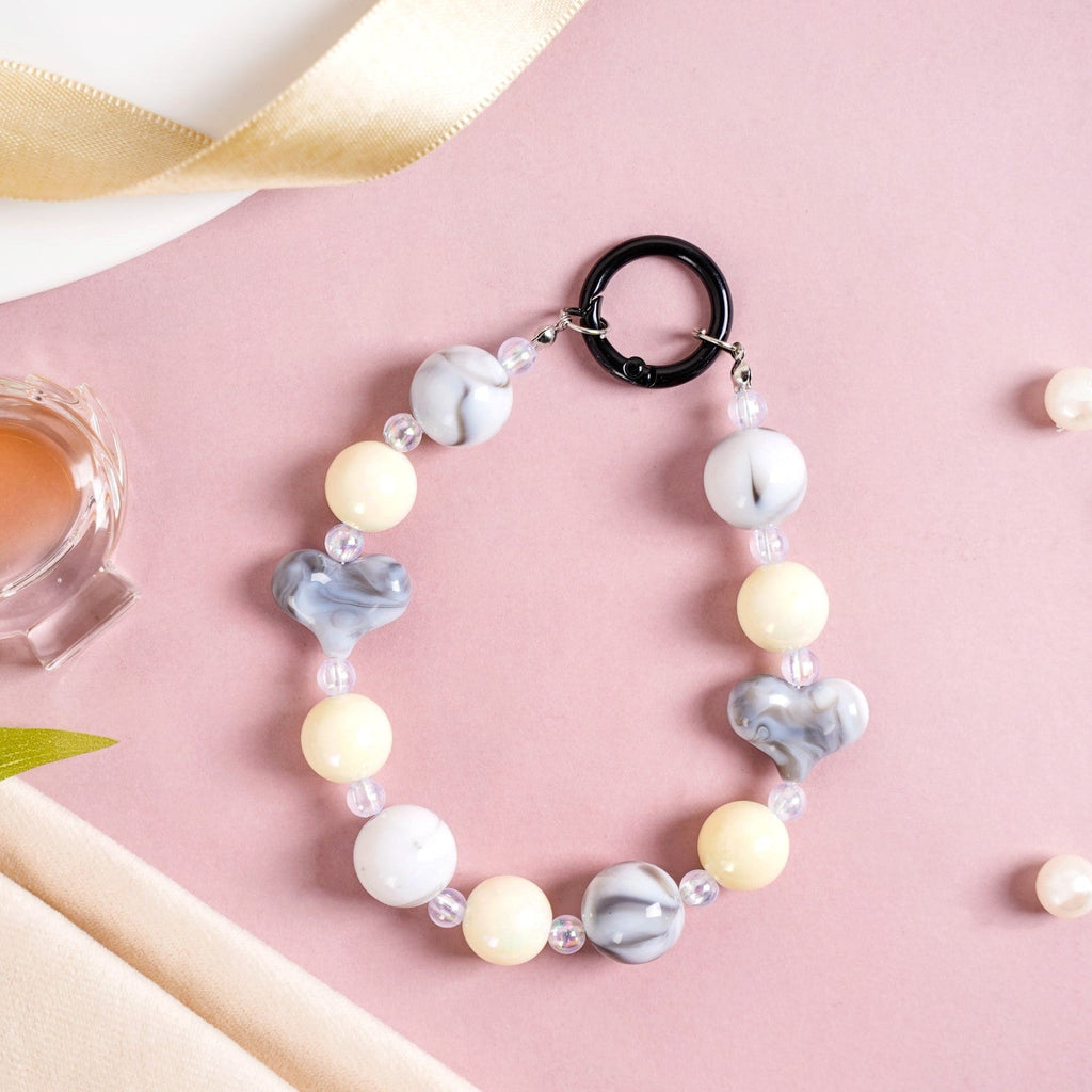 Marble Design Beaded Charms Keychain Nestasia