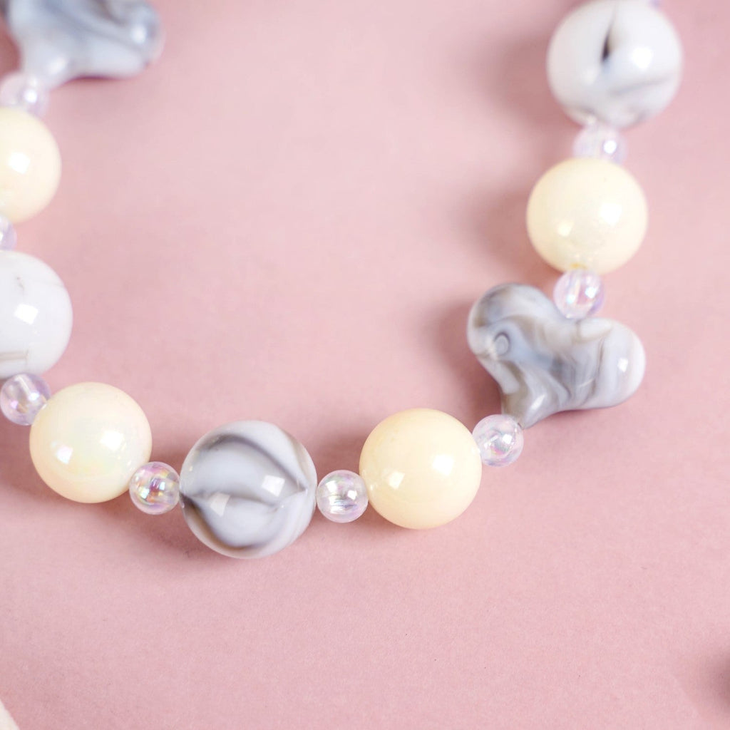 Marble Design Beaded Charms Keychain Nestasia