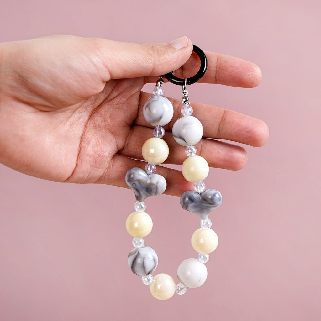 Marble Design Beaded Charms Keychain Nestasia