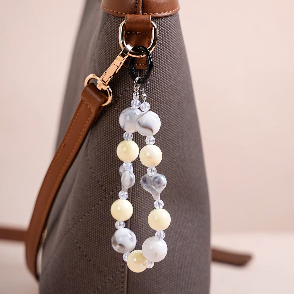 Marble Design Beaded Charms Keychain Nestasia