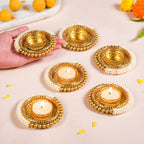 Beaded Festive Tea Light Holders Set Of 6 Nestasia