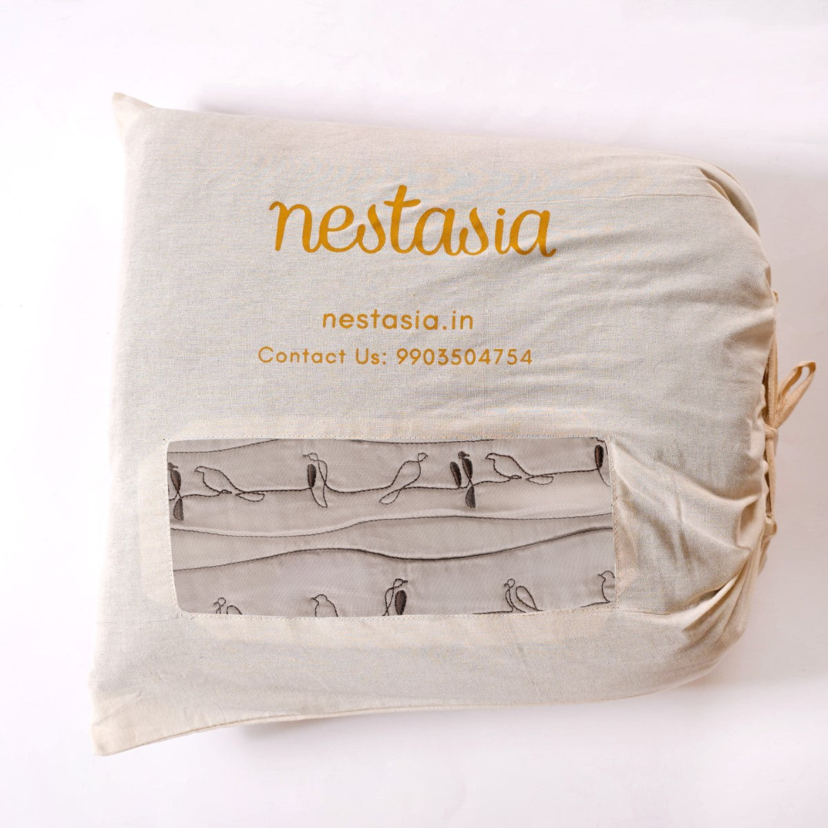 Cotton King Size Bed Cover Beige Nestasia