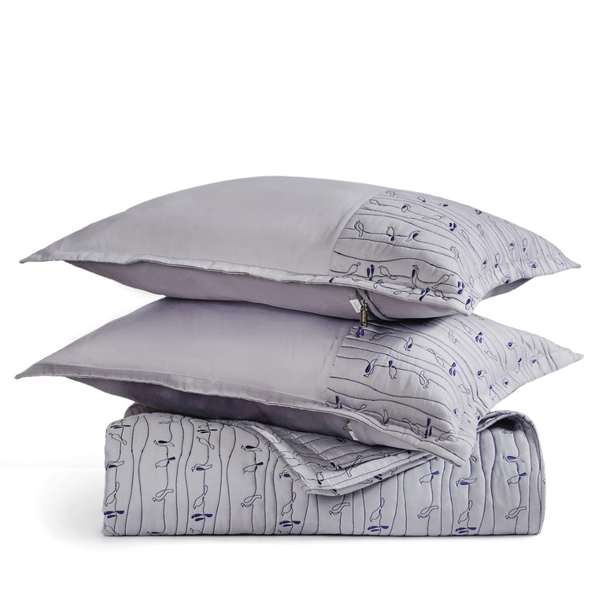 Pure Cotton Quilted King Size Bed Cover Grey Nestasia