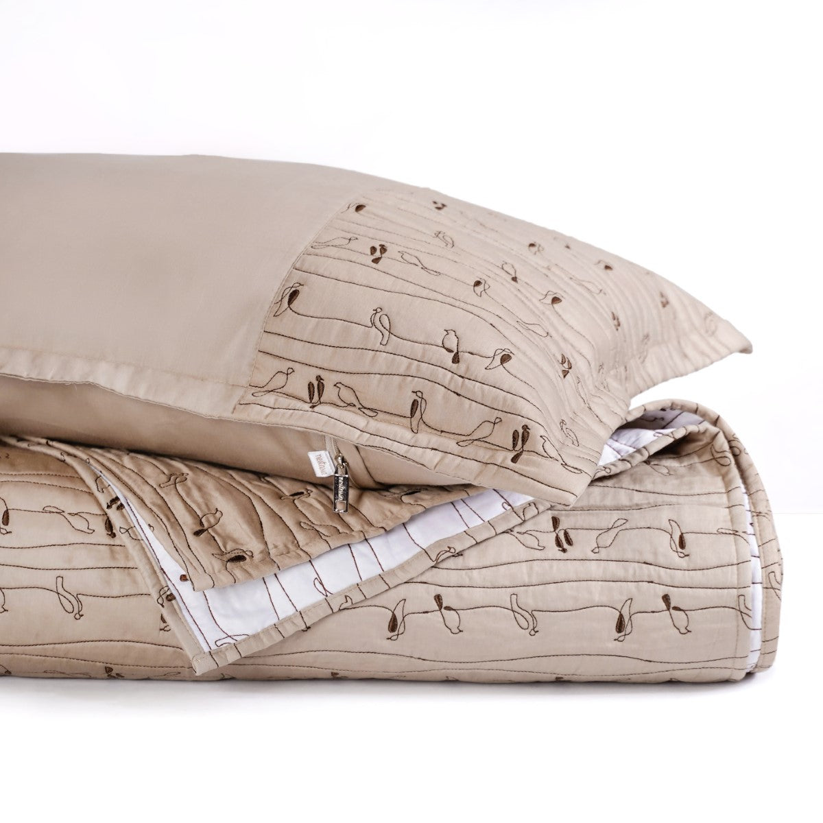 Cotton King Size Bed Cover Beige Nestasia