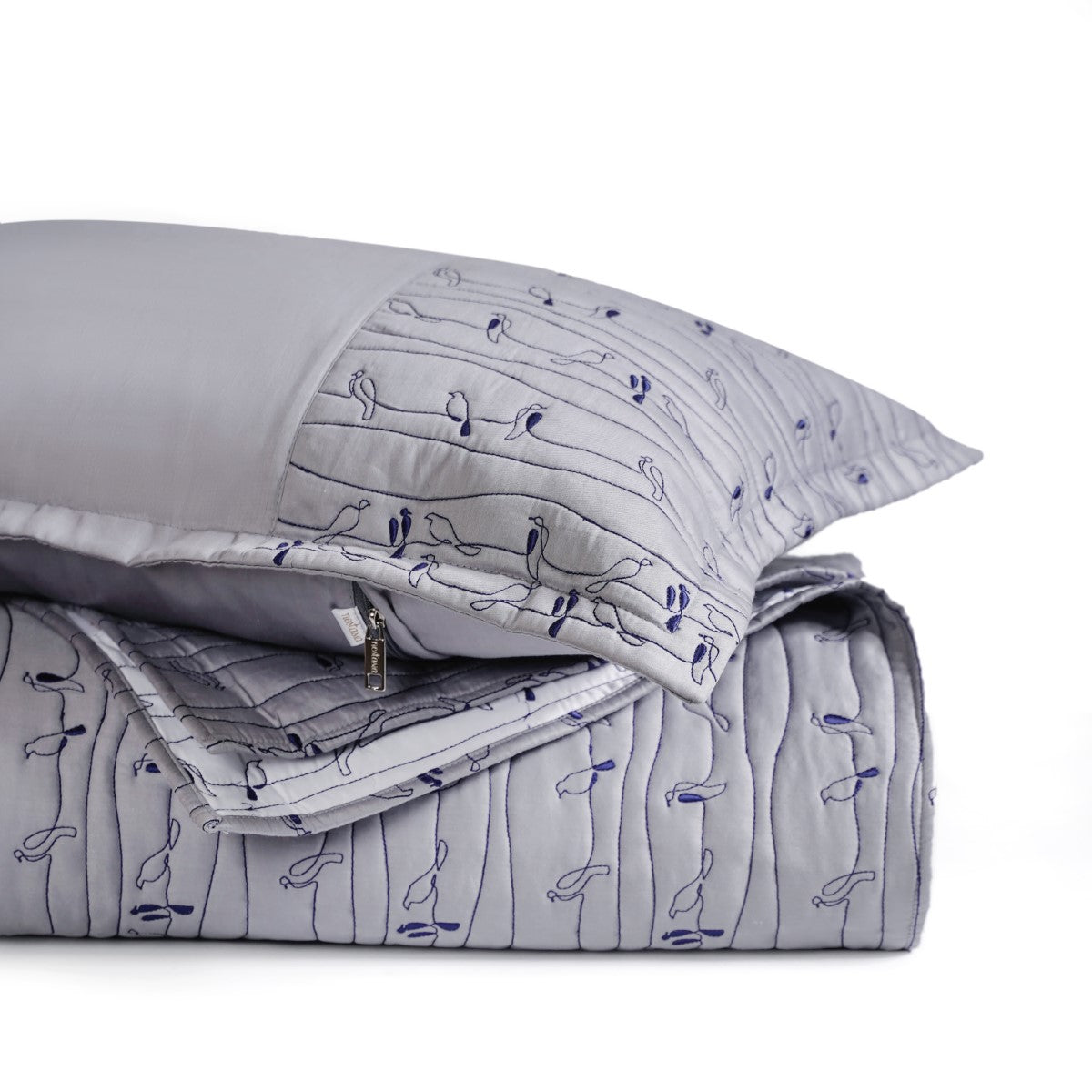 Pure Cotton Quilted King Size Bed Cover Grey Nestasia