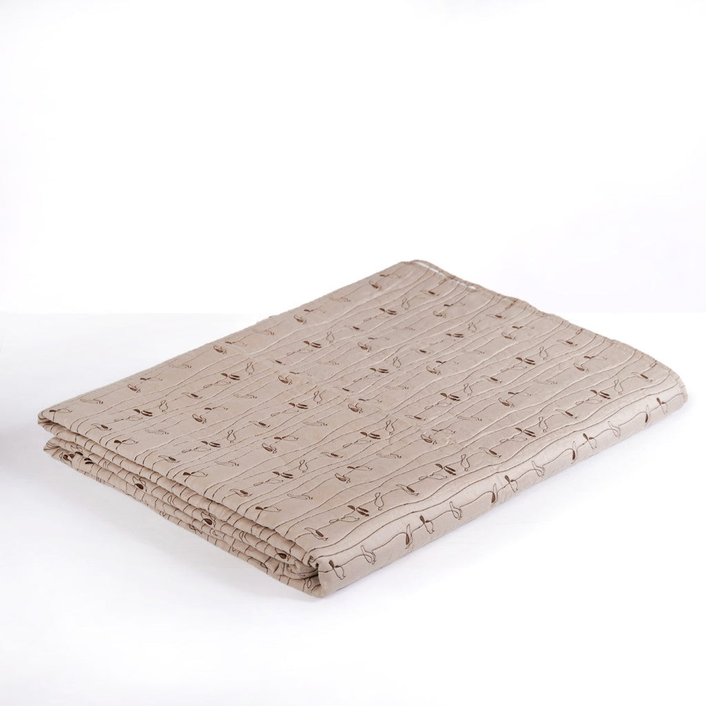 Cotton King Size Bed Cover Beige Nestasia