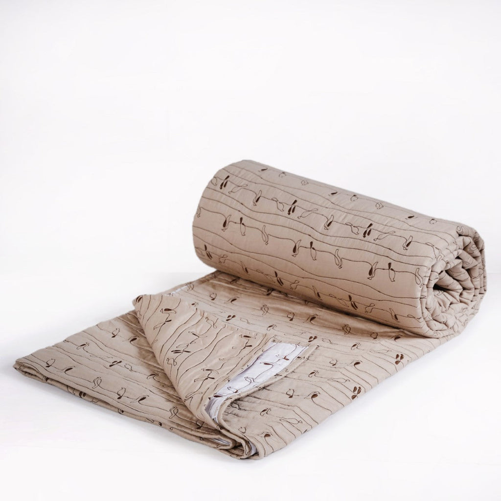 Cotton King Size Bed Cover Beige Nestasia