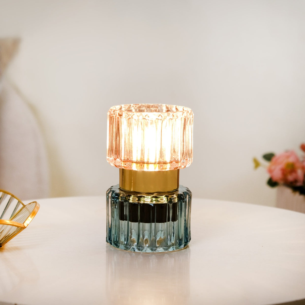 Two Toned Hourglass Bedside Lamp With E27 LED Bulb Nestasia