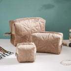 Beige Blossom Vanity Pouch Set Of 3 Nestasia