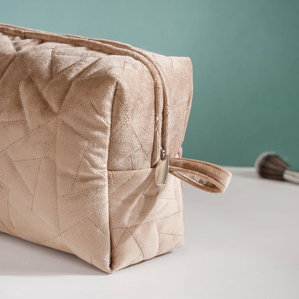 Beige Blossom Vanity Pouch Set Of 3 Nestasia
