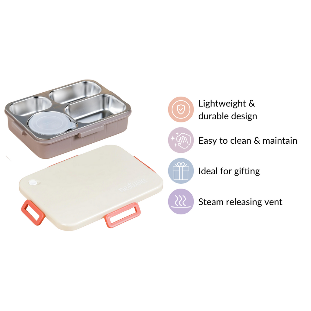 Insulated Bento Lunch Box With 4 Sections 900ml Nestasia