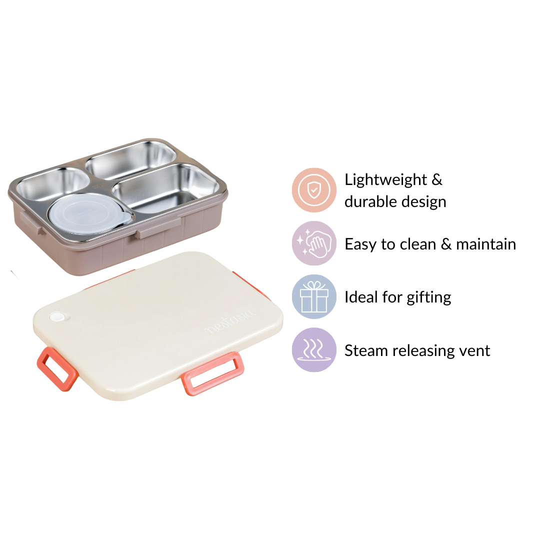 Insulated Bento Lunch Box With 4 Sections 900ml Nestasia