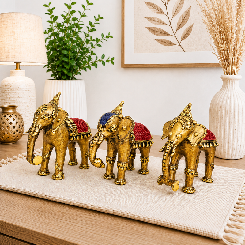 Brass Handcrafted Dhokra Elephant statue Vedansh Craft