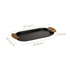 Matte Black Oval Metal Tray With Handles Nestasia