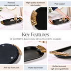 Matte Black Oval Metal Tray With Handles Nestasia
