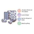 Blue 26 Piece Dinnerware Set For 6 Nestasia