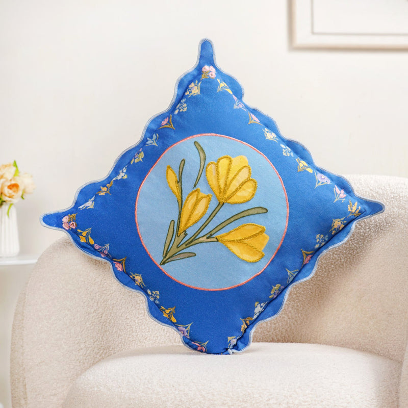 Bloom Era Blue Courtyard Cotton Cushion Cover 43x43cm Nestasia
