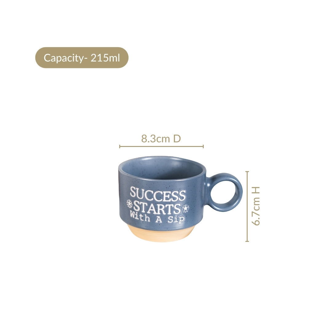 Morning Motivation Stackable Cup Set Of 4 Blue 215ml Nestasia