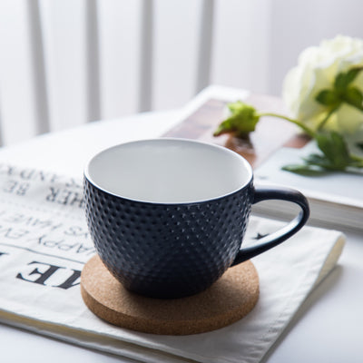 MAGNIFIQUE textured mug with cork coaster - Prussian blue Nestasia