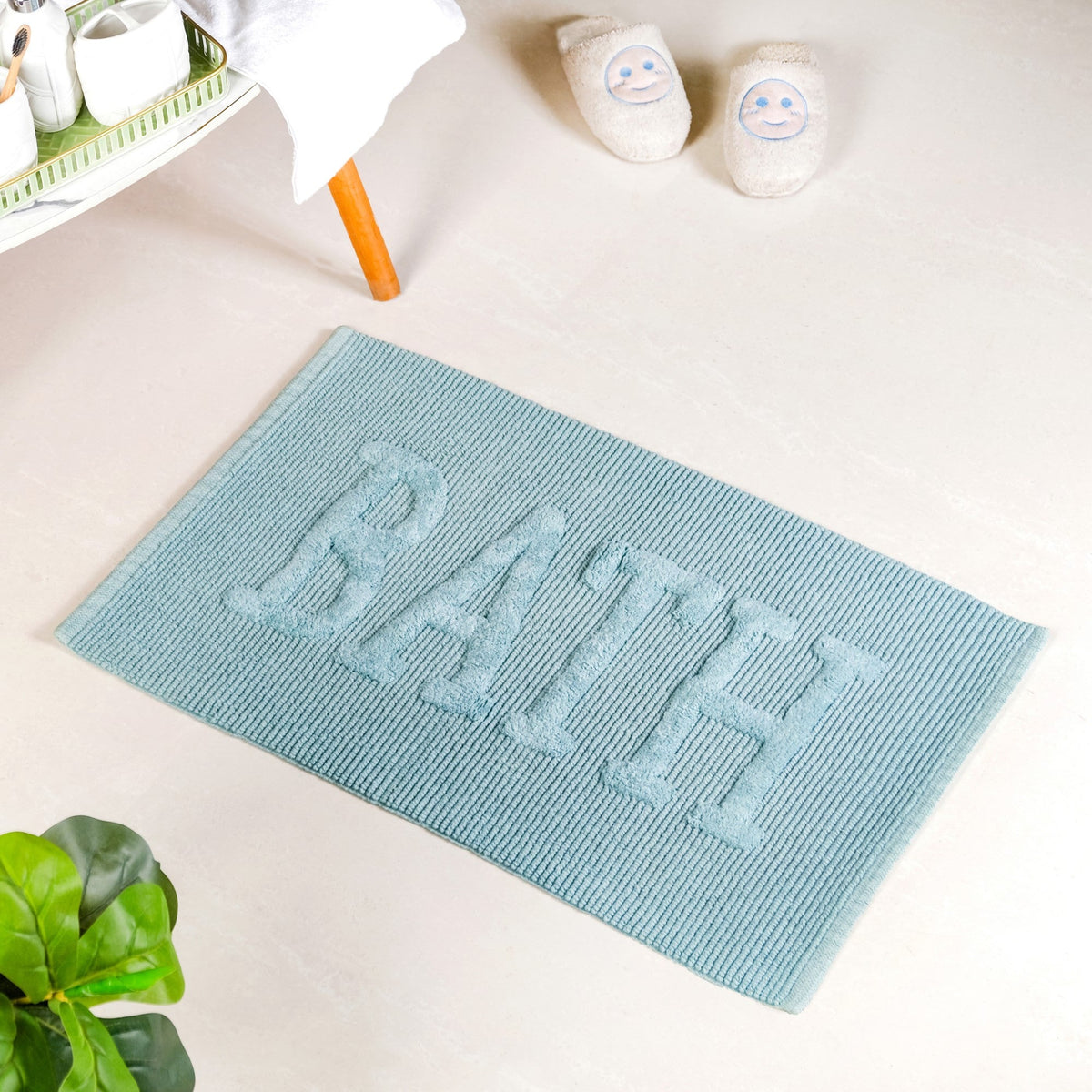 Ivory Blue Absorbent Bathroom Mat Large 32x20 Inch Nestasia