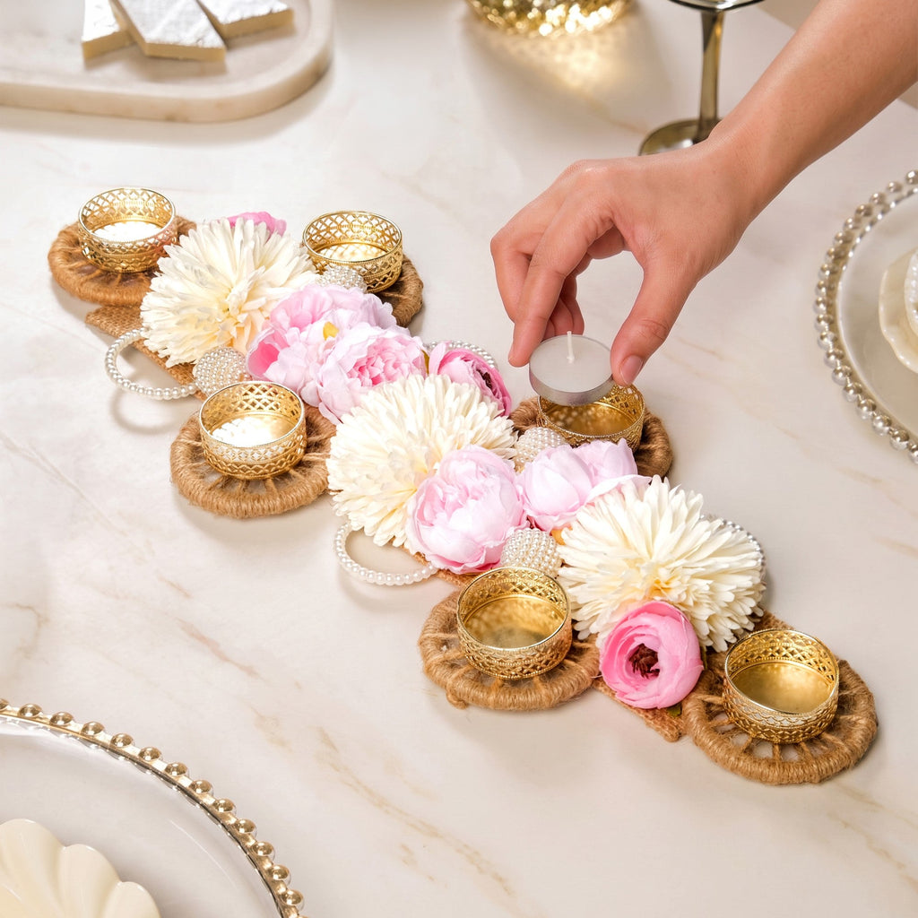 Blush Garden Tealight Runner Nestasia