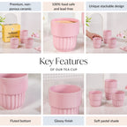 Snugsy Blush Pink Ceramic Stackable Cup Set Of 4 280ml Nestasia