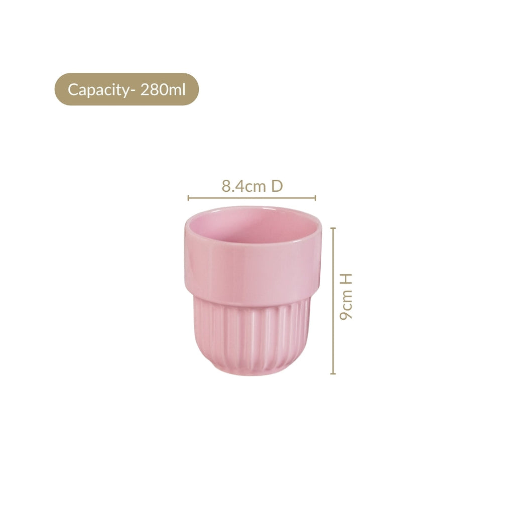 Snugsy Blush Pink Ceramic Stackable Cup Set Of 4 280ml Nestasia