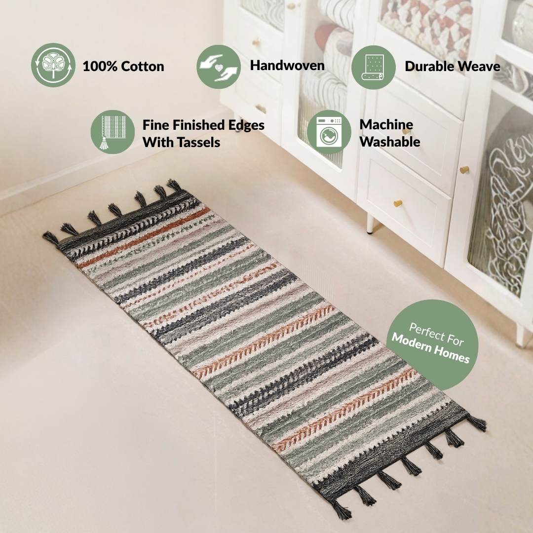 Boho Tassel Cotton Runner Mat 130x50cm Nestasia