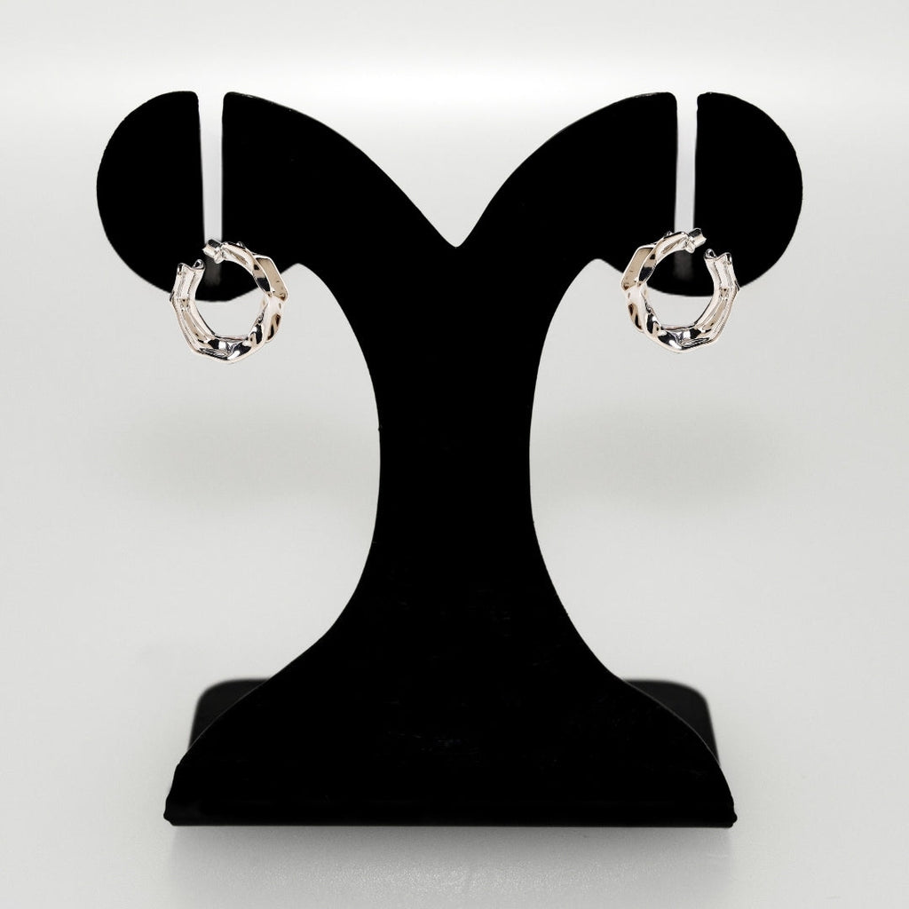 Bold Abstraction Silver Hoop Earrings Nestasia
