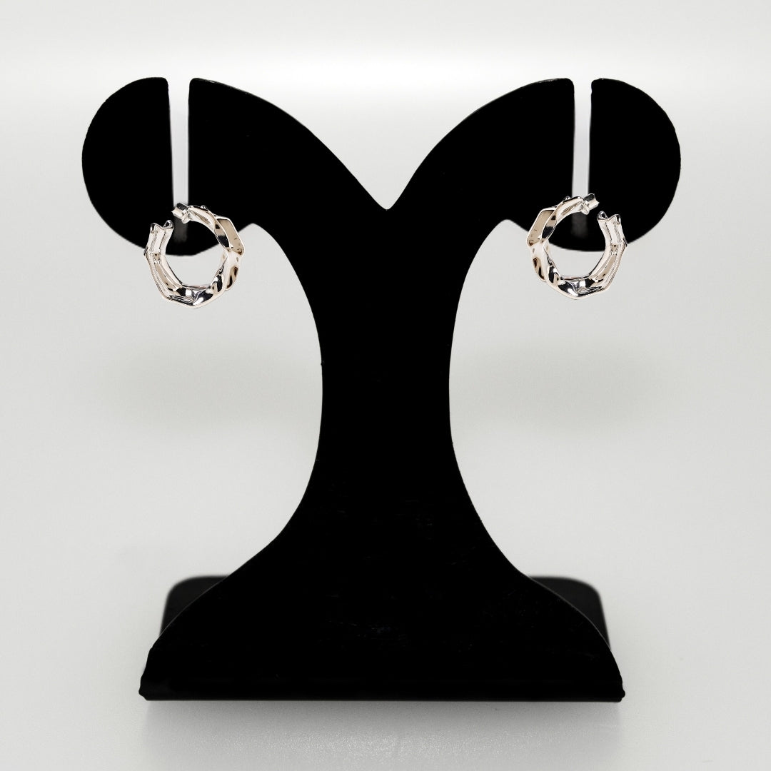 Bold Abstraction Silver Hoop Earrings Nestasia