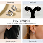 Bold Abstraction Silver Hoop Earrings Nestasia