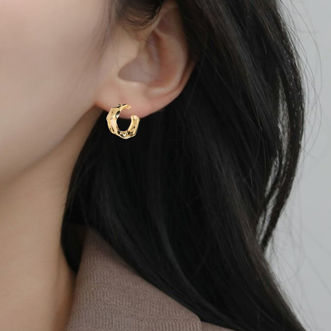 Bold Abstraction Gold Hoop Earrings Nestasia