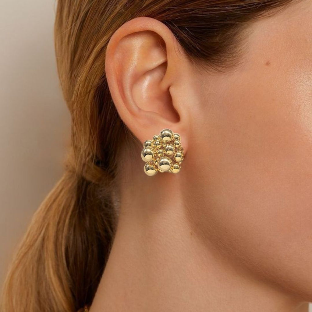 Gold Bold Beaded Cascade Earrings Nestasia